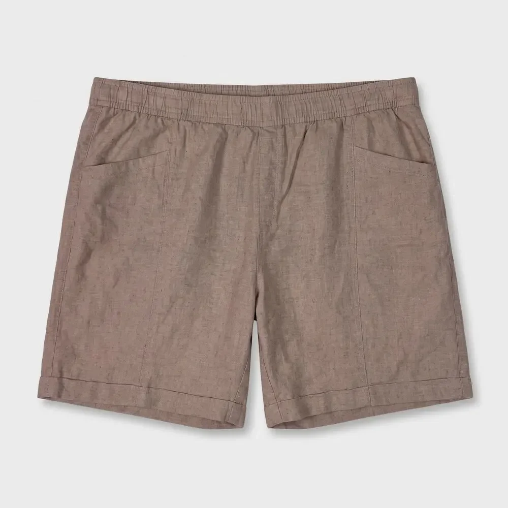 Old Navy Womens High Rise XXL Beige Linen Rayon Shorts